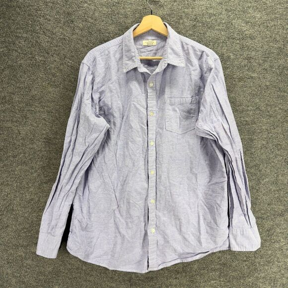 Sonoma Shirt Men L Large Blue Button Up Collared Long Sleeve Cotton Pockets - Picture 1 of 7